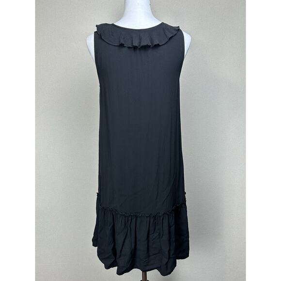 Kelly Renee Black Sleeveless Rayon Dress Ruffle size Medium Lace Up Whimsy Goth - Picture 5 of 12